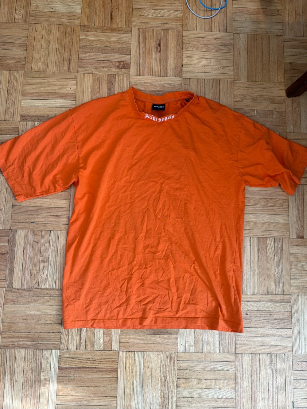 Palm Angels Orange Short Sleeve Logo Tee